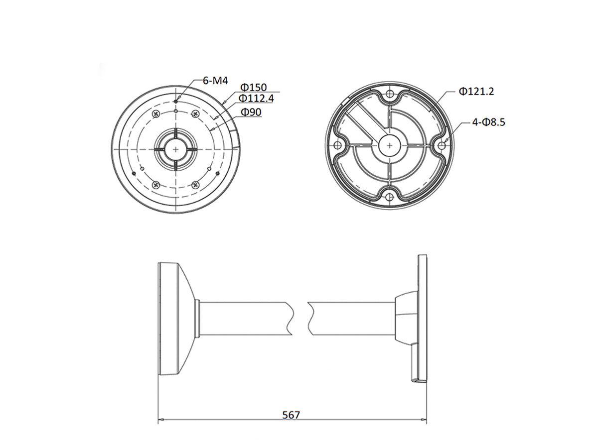 DS-1271ZJ-130-TRL Pendant Mounting Bracket for Turret Camera