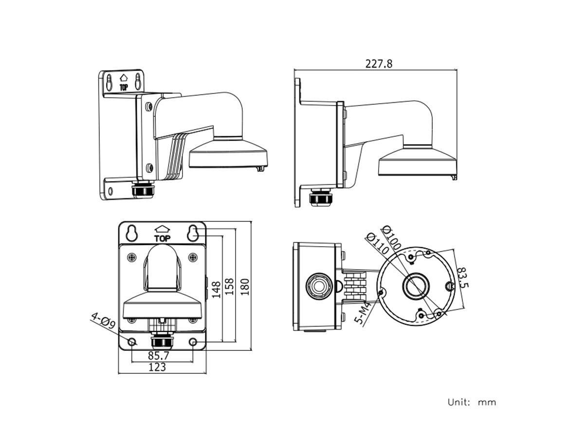 DS-1272ZJ-110B Aluminum Wall Mount Bracket with Junction Box