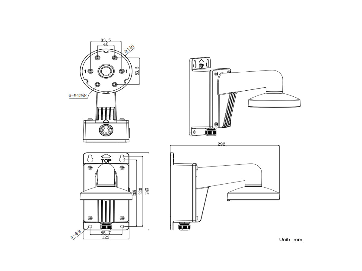 DS-1273ZJ-140B Aluminum Wall Mount Bracket with Junction Box