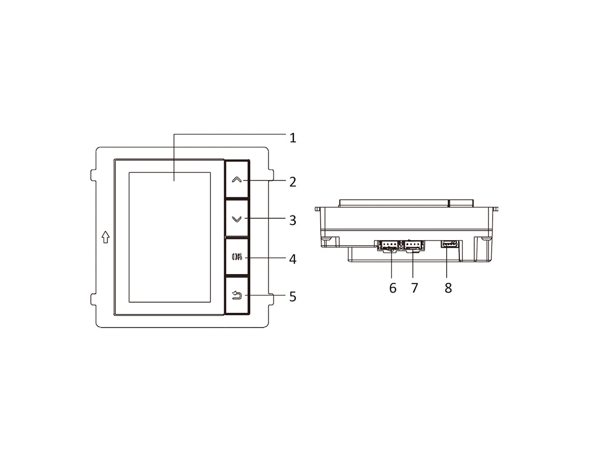 DS-KD-DIS Display module, module connection with RS-485 , IP65,Backlight,Flush mounting, Surface mounting, 98.21mmx100.21 mm x33.7mm, 3.5 inch LCD, 320*480, 4 buttons, dial number display