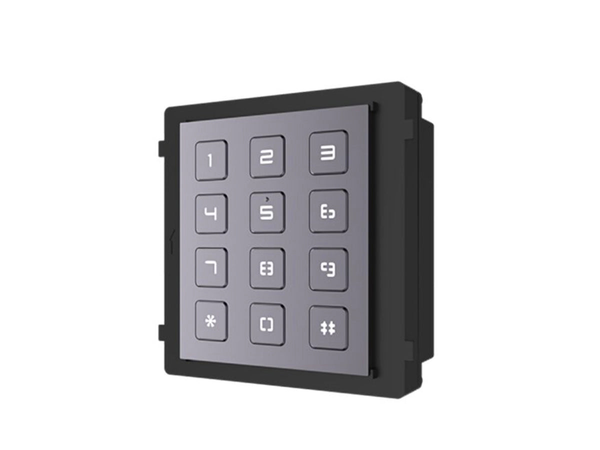 DS-KD-KP Keypad module, module connection with RS-485 , IP65,Backlight,Flush mounting, Surface mounting, 98.21mmx100.21 mm x33.7mm, input pin code to open door, call indoor station via inputing room