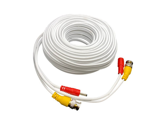 PT-CP60-W/B Pre-Made CCTV Cable 60FT, Video & Power, White