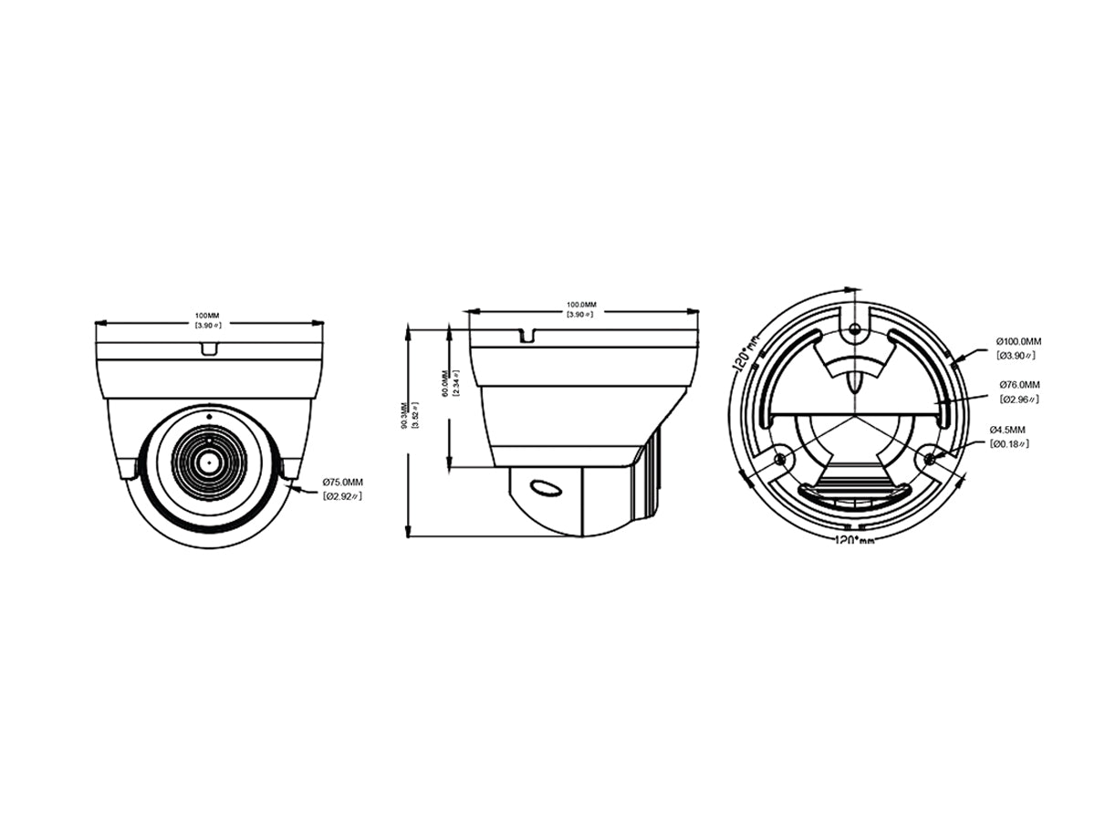 TA-ETVF6TQ5
(-W28/-B28) Turret Dome - 2MP, 4-in-1, 2.8mm Lens, H.FOV 97.8 degrees , 18Pcs SMD IR, 60Ft, TDN, DWDR, DC12V - White/Black