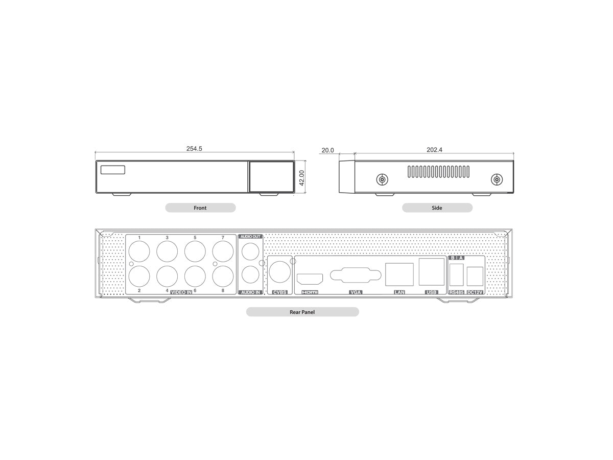 TD-2084P-N NDAA Compliant 8CH HD DVR, 4CH Bonus 5MP IP @30fps, 5MP Lite@10FPS, 4MP Lite@15FPS, HDMI/VGA/CVBS, 8CH PLAYBACK,1SATA