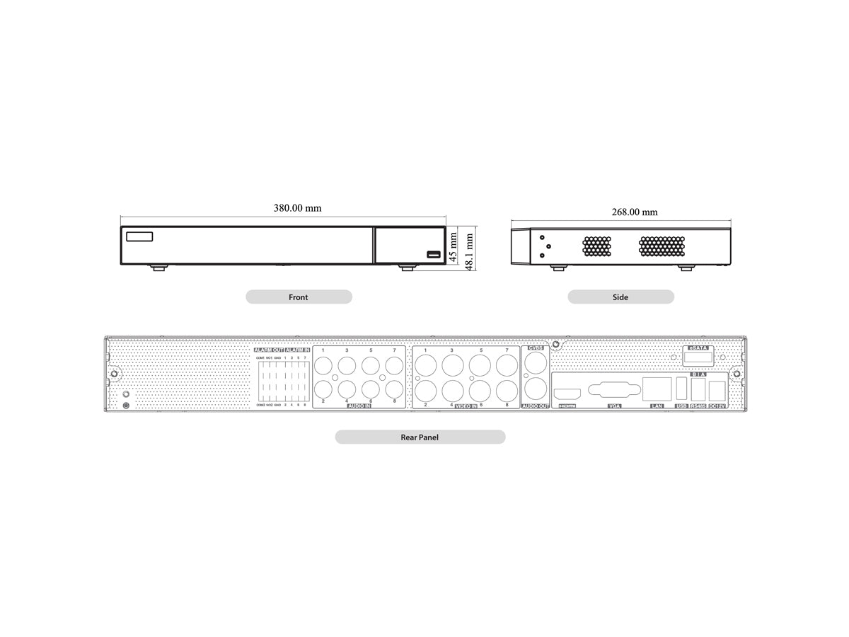 TD-8088P-N NDAA Compliant 8CH HD DVR (4K), 8CH Bonus 4K IP @30fps, 4K@7FPS, 4K Lite@15FPS, 5MP@12FPS, 4K HDMI/VGA/CVBS, 2SATA, 1ESATA, AOC