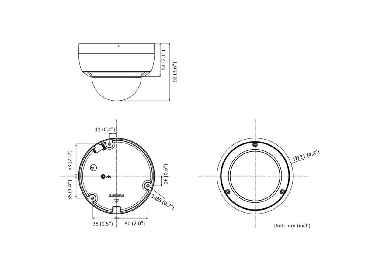 THK-NC354-TDA/U 4 MP AcuSense Fixed Dome Network Camera, 2.8mm Fixed Lens, Color: 0.003 Lux @ (F1.4, AGC ON), 90' IR, True WDR, False alarm reduction through human and vehicle target