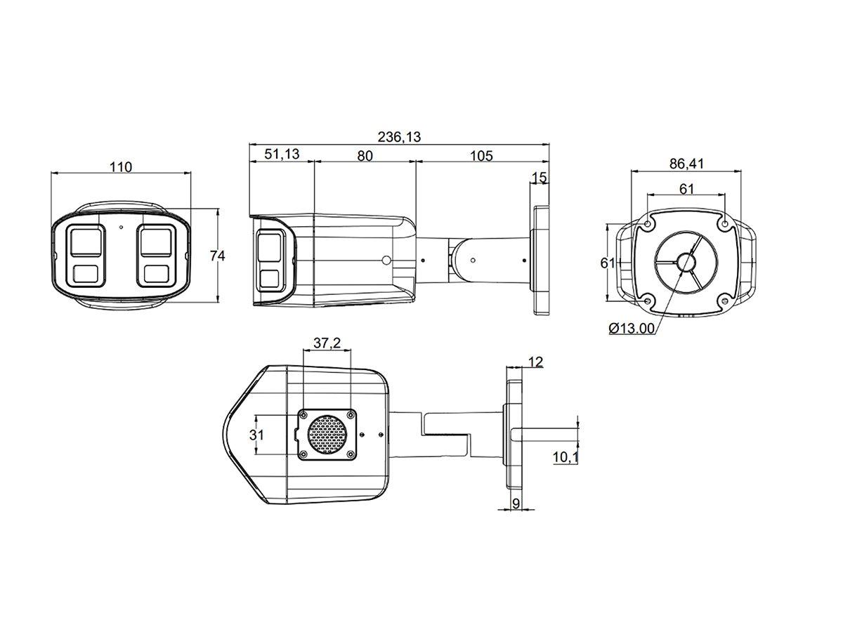 TI-NC414DL-2LBA-4 4MP dual-lens dual-light Two-way Audio Human and Vehicle Detection IP Camera, 1/2.9" CMOS, 4MP wide-view resolution 3840 x 1080P (32:9)