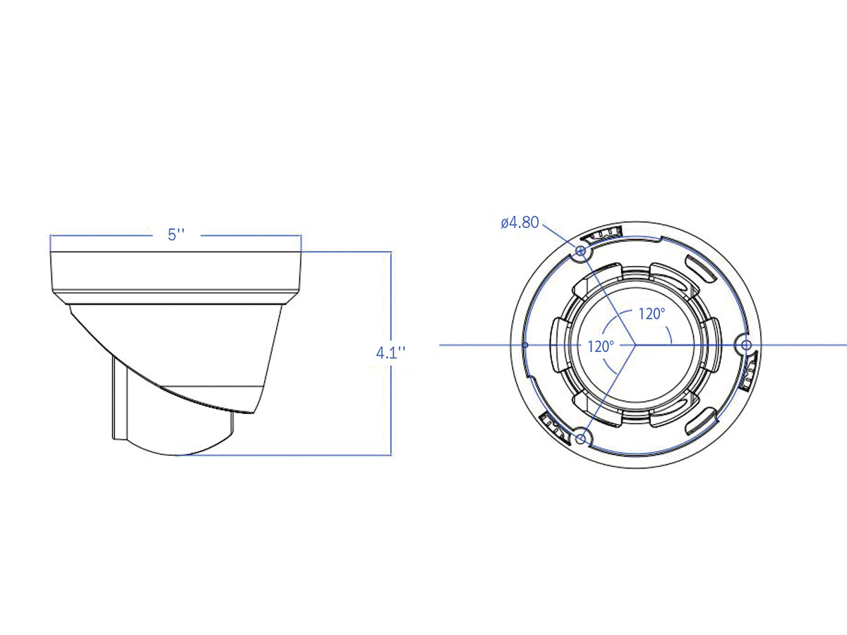 TI-NC418-XDA-28 4K(8MP) Turret Dome, 2.8mm  Fixed Lens, Sony CMOS,  H.264/H.265. Color;   0.01Lux with IR, Day/Night, AWB,BLC, HLC, 2D/3D-DNR,Shutter, IR-CUT, DWDR, Defogging