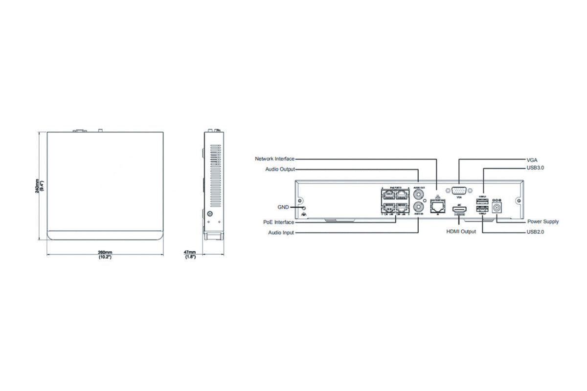 TI-NR104P4 4-ch NVR With 4 independent PoE ports, NDAA Compliant, ONVIF conformance, 1-ch HDMI (4K)