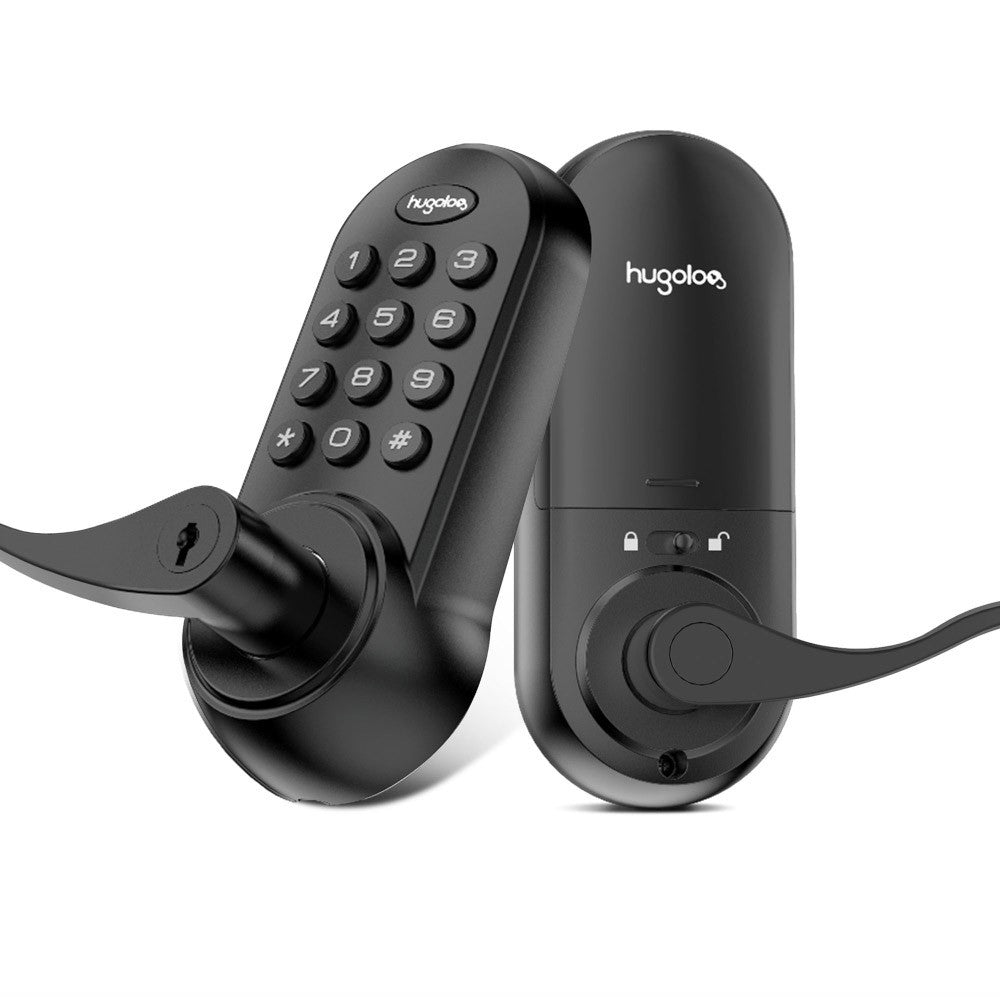 HU02-BLK, Hugolog Electronic Deadbolt Lock With Handle (Black)