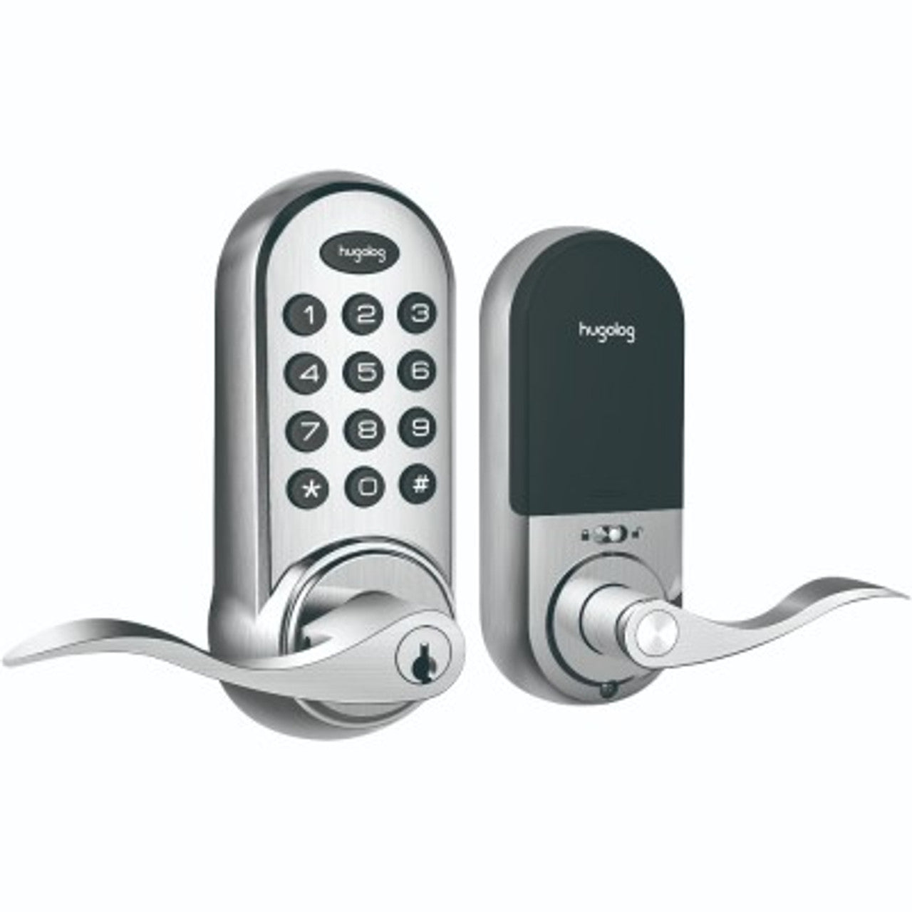 HU02-SNL, Hugolog Electronic Deadbolt Lock With Handle (Satin Nickel)