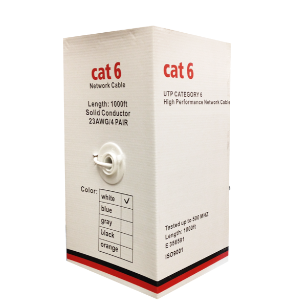 LTAC5366, Cable White CAT6 1000ft ETL 23AWG/4P UTP, All Copper Pull Box