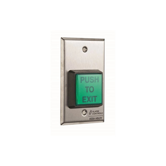 LTK-TS-2-2, Alarm Controls U.L. 2” SQ. Green Illuminated Push Button